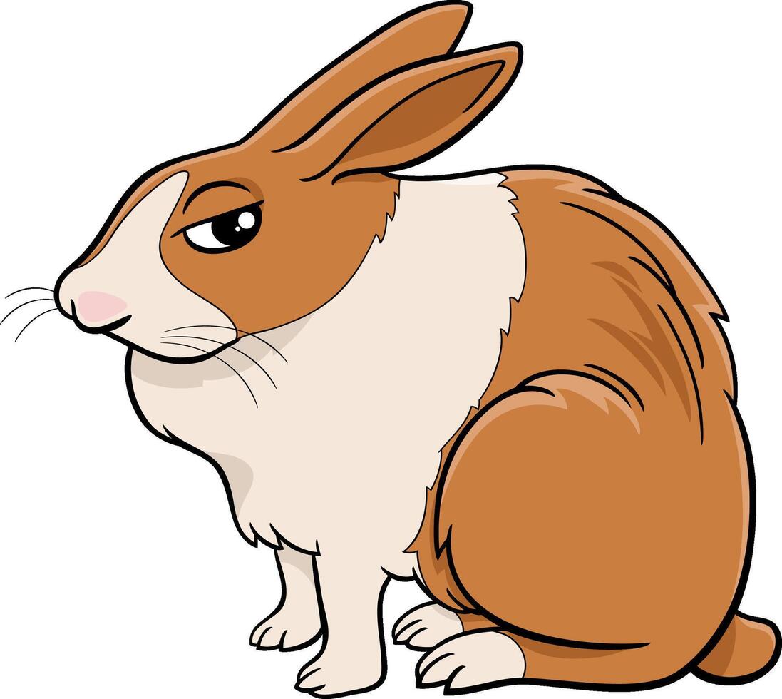 cartone animato seduta miniatura coniglio comico animale personaggio vettore