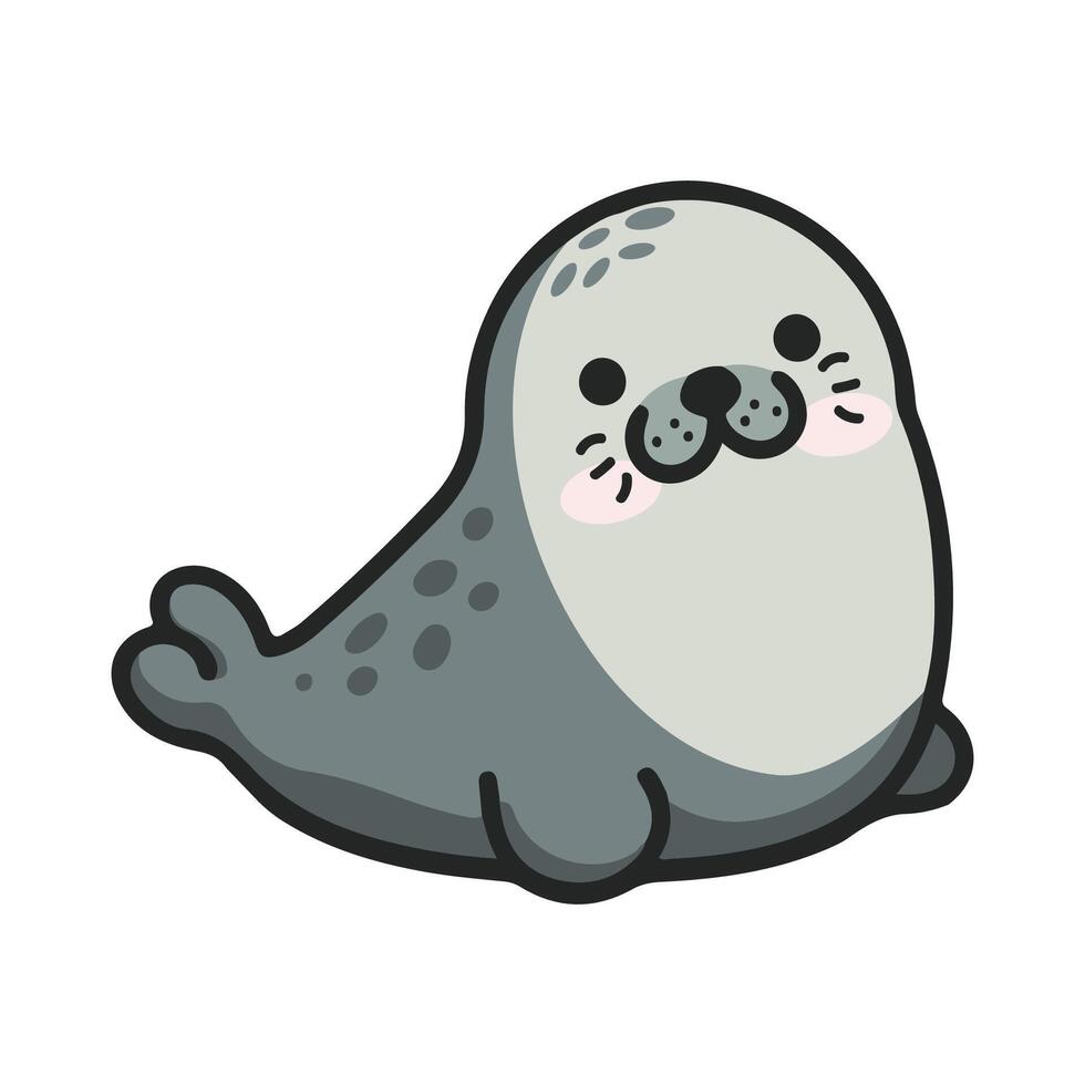 carino foca animale cartone animato piatto vettore