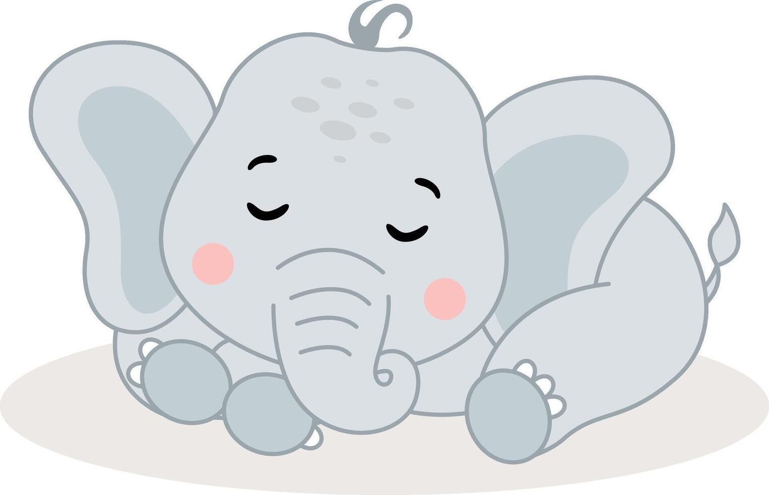 carino adorabile bambino elefante addormentato vettore