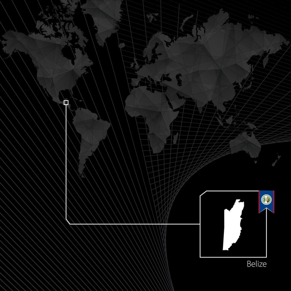 belize su nero mondo carta geografica. carta geografica e bandiera di Belize. vettore