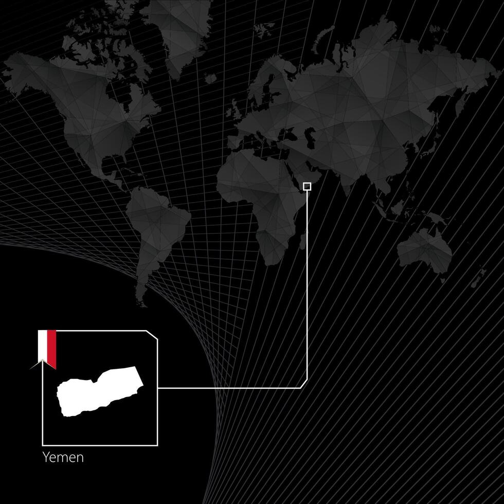 yemen su nero mondo carta geografica. carta geografica e bandiera di yemen. vettore