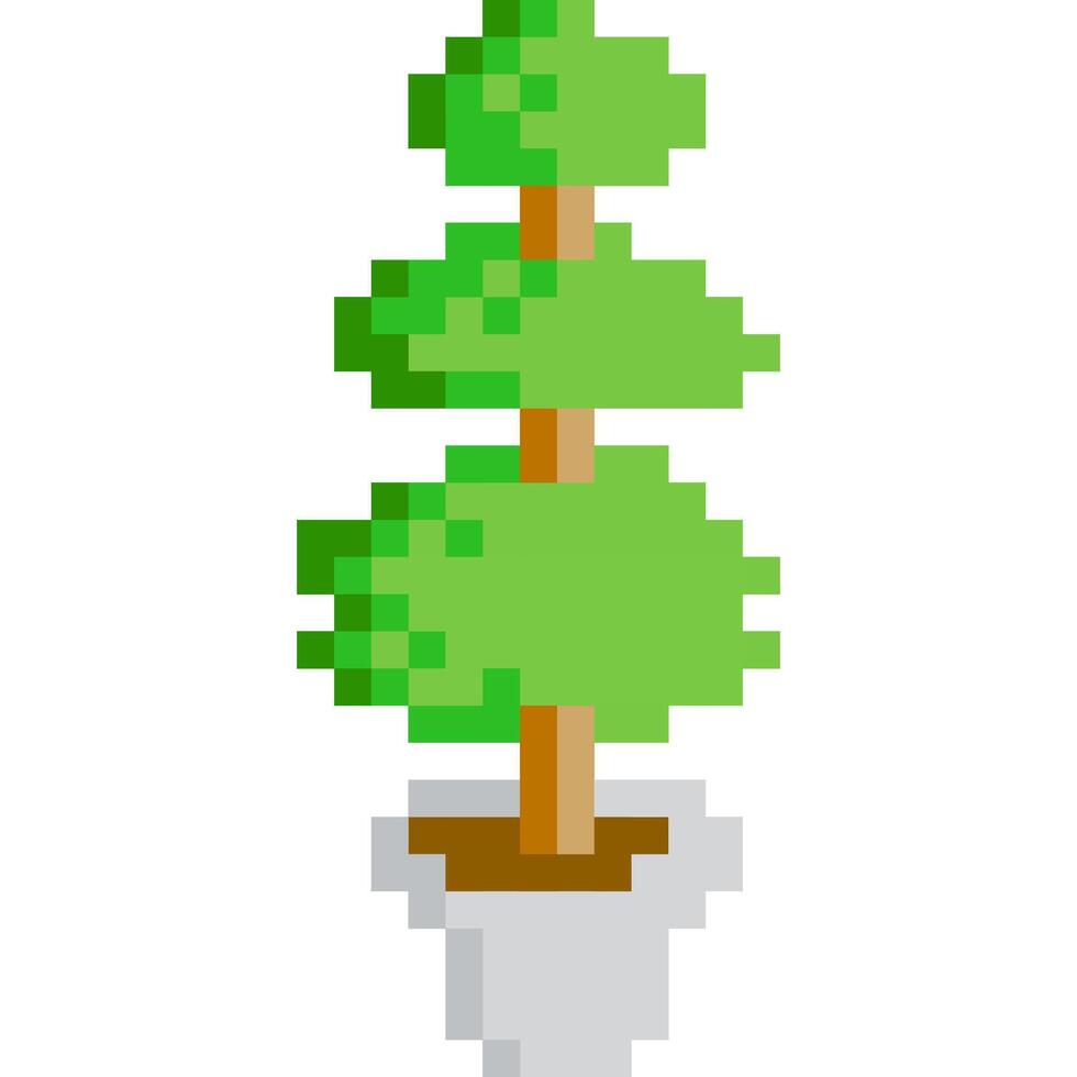 albero cartone animato icona nel pixel stile vettore
