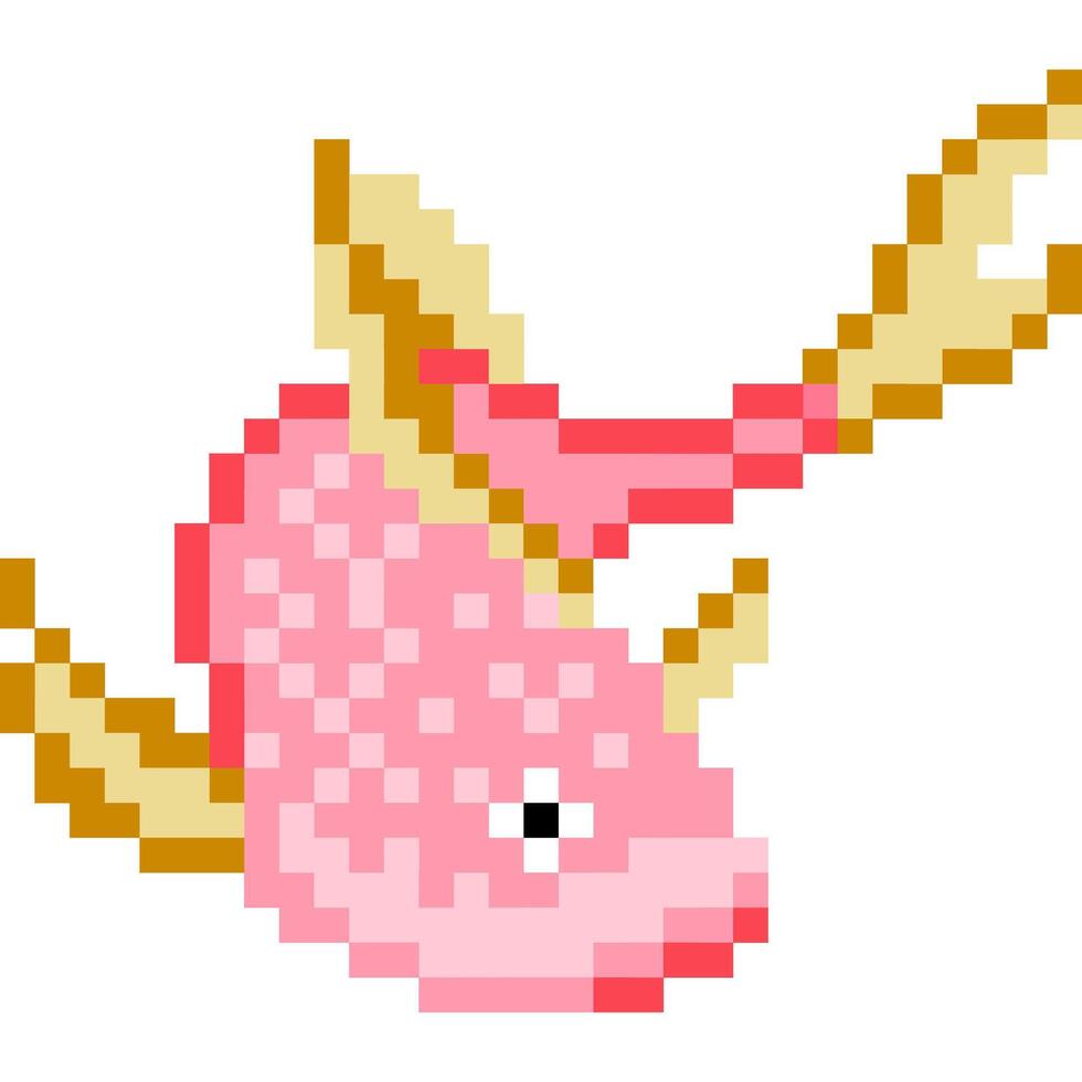 pesce cartone animato icona nel pixel stile vettore