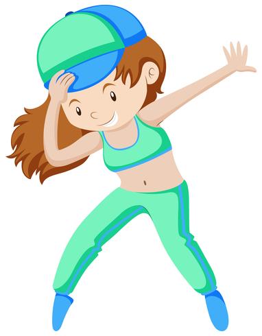 Donna in verde facendo aerobico vettore