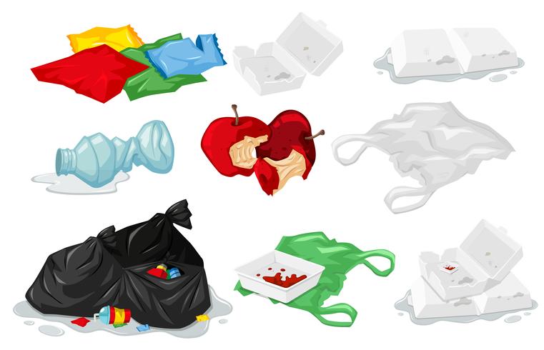 Set di rifiuti di plastica vettore