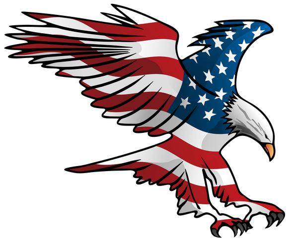 Illustrazione patriottica di vettore di Eagle della bandiera americana volante