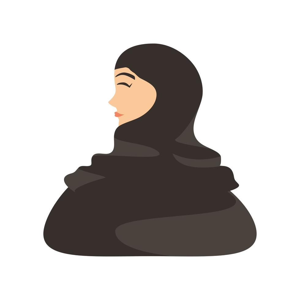 personaggio donna islamica con hijab in stile cartone animato sfondo bianco vettore