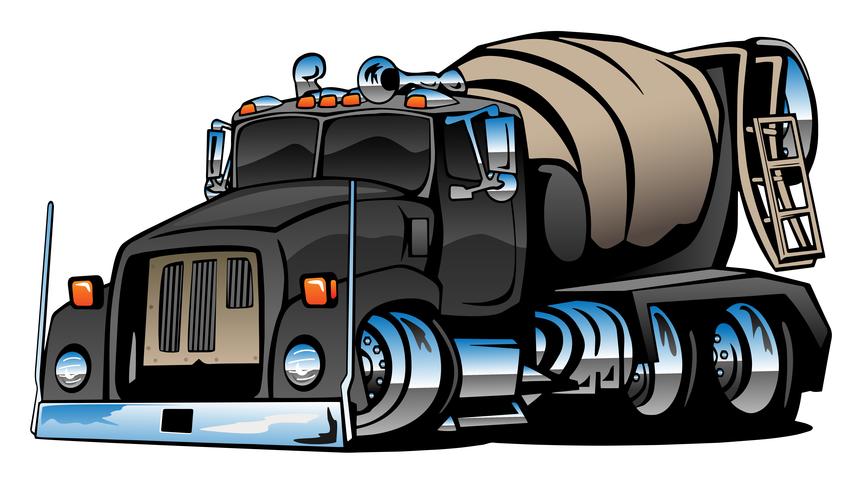 Illustrazione di vettore del fumetto del camion del miscelatore di cemento