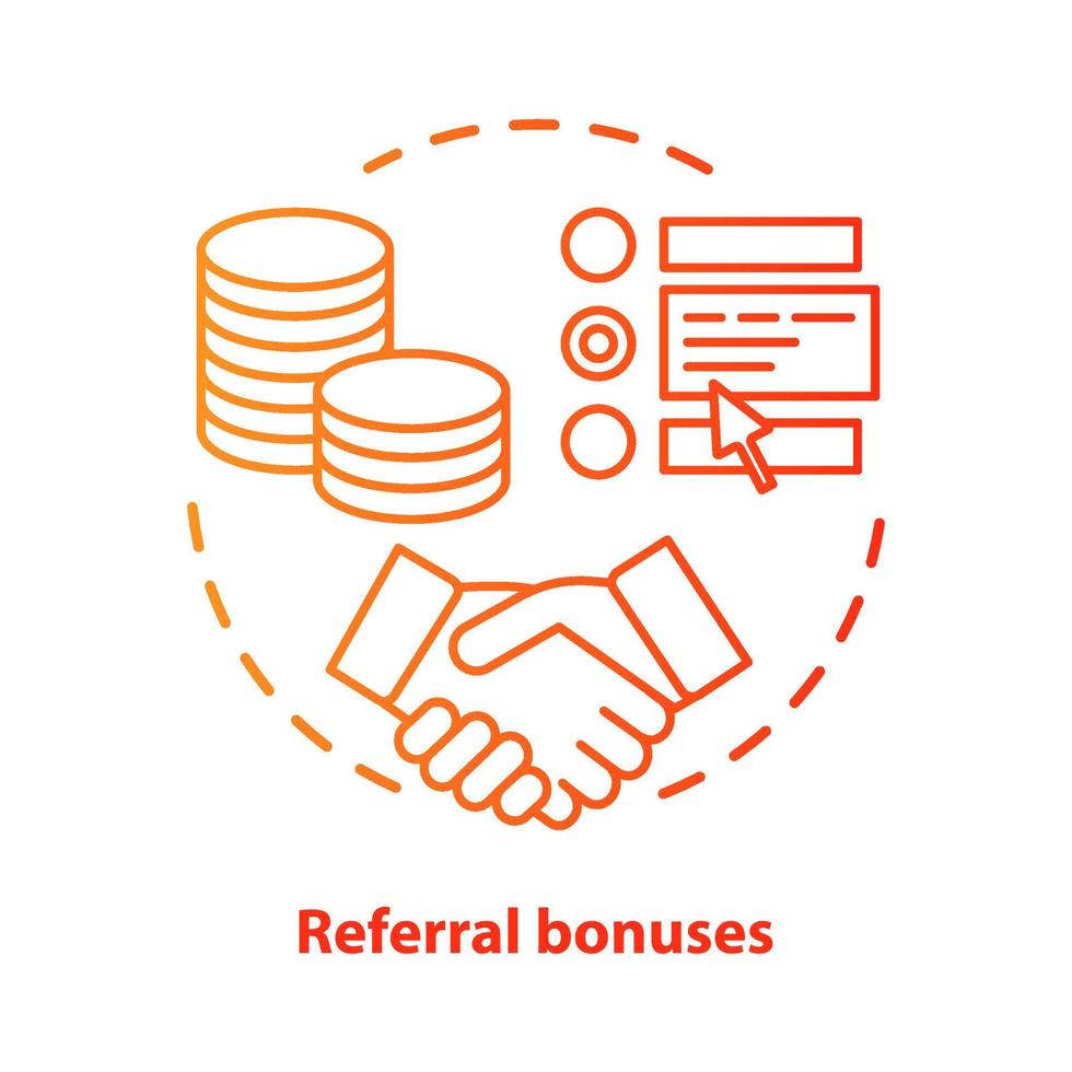 icona del concetto di bonus di riferimento del casinò. illustrazione al tratto sottile idea programma di ricompensa. premi di riferimento, incentivi e benefici. riscattare i punti. disegno vettoriale isolato contorno