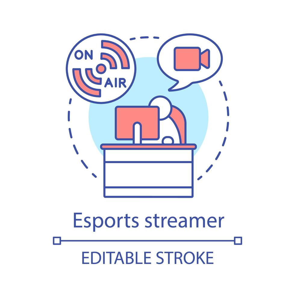 icona del concetto di streamer di eSport vettore