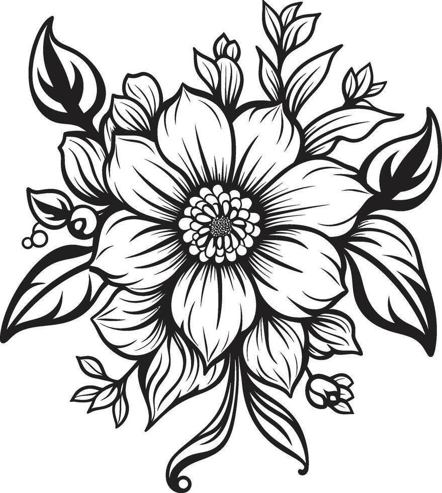 singolare petalo iconografia vettore emblema artistico floreale silhouette monocromatico simbolo