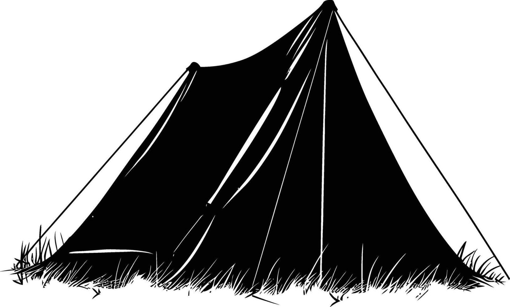 ai generato silhouette campeggio tenda nero colore solo vettore