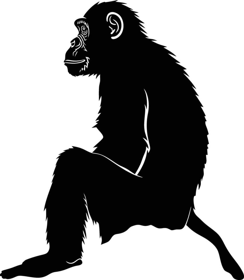 ai generato silhouette scimmia nero colore solo vettore