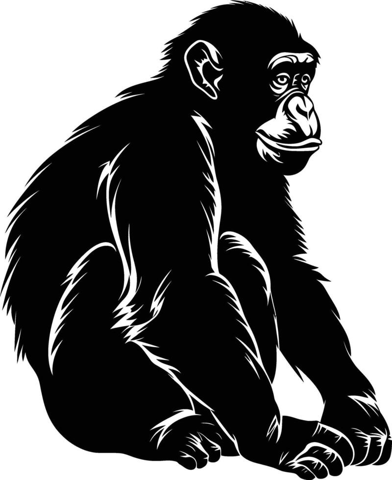 ai generato silhouette scimmia nero colore solo vettore