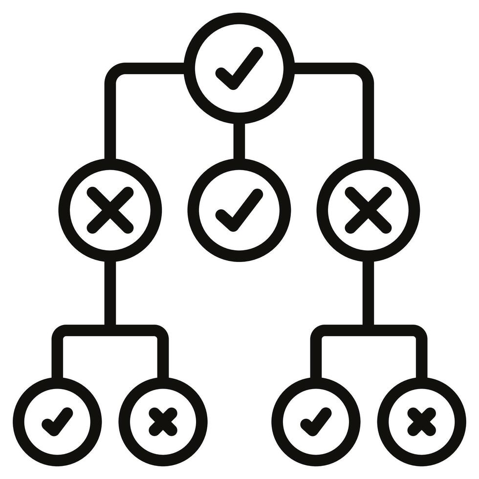 decisione albero icona linea vettore illustrazione