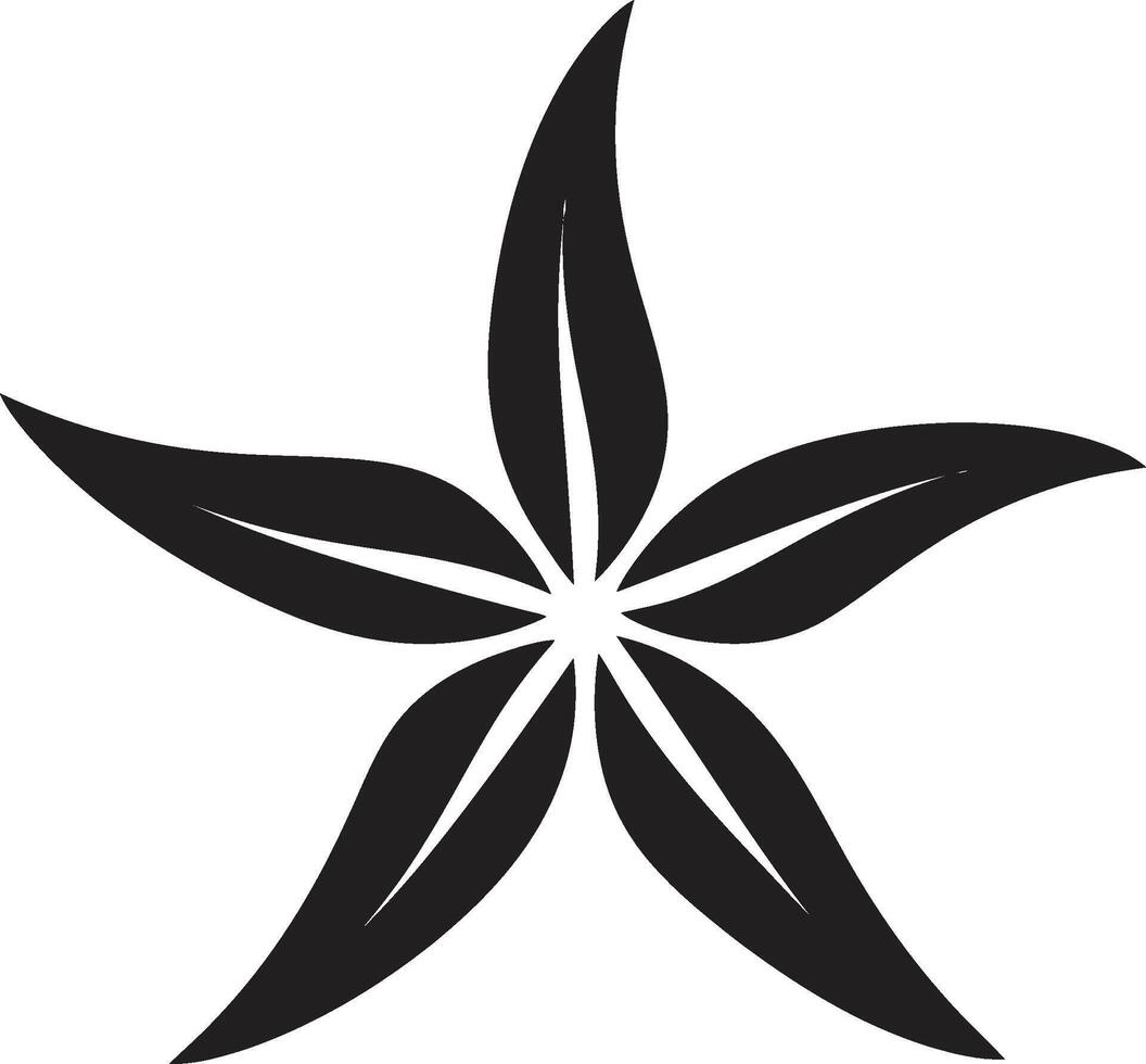 elegante stella marina essenza logo glifo incantevole fondale marino spirito nero emblema vettore