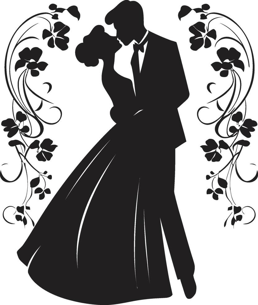 etereo botanico armonia elegante vettore marchio romantico floreale matrimonio nero emblematico design