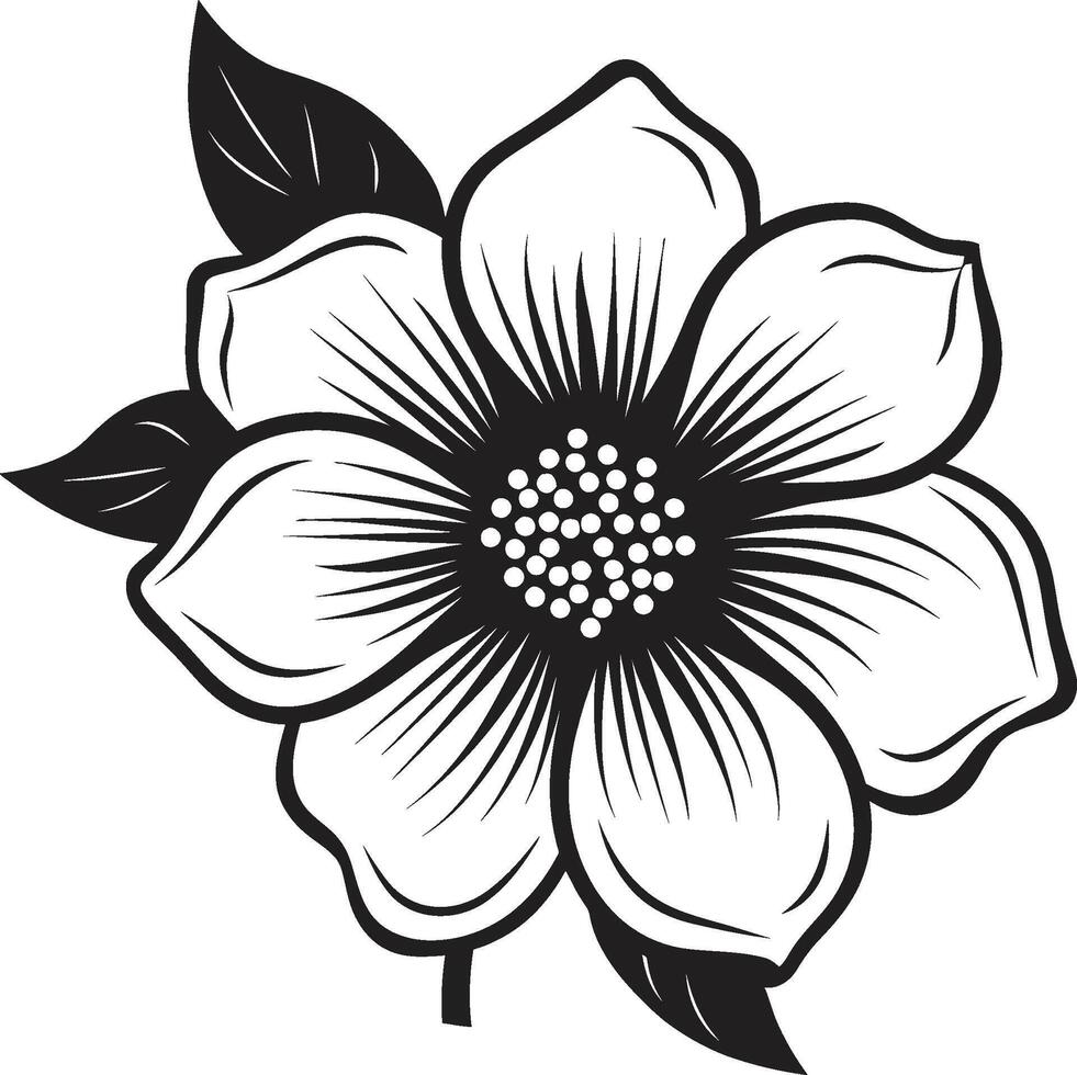 singolare petalo icona nero emblema artistico floreale elegante vettore monotono