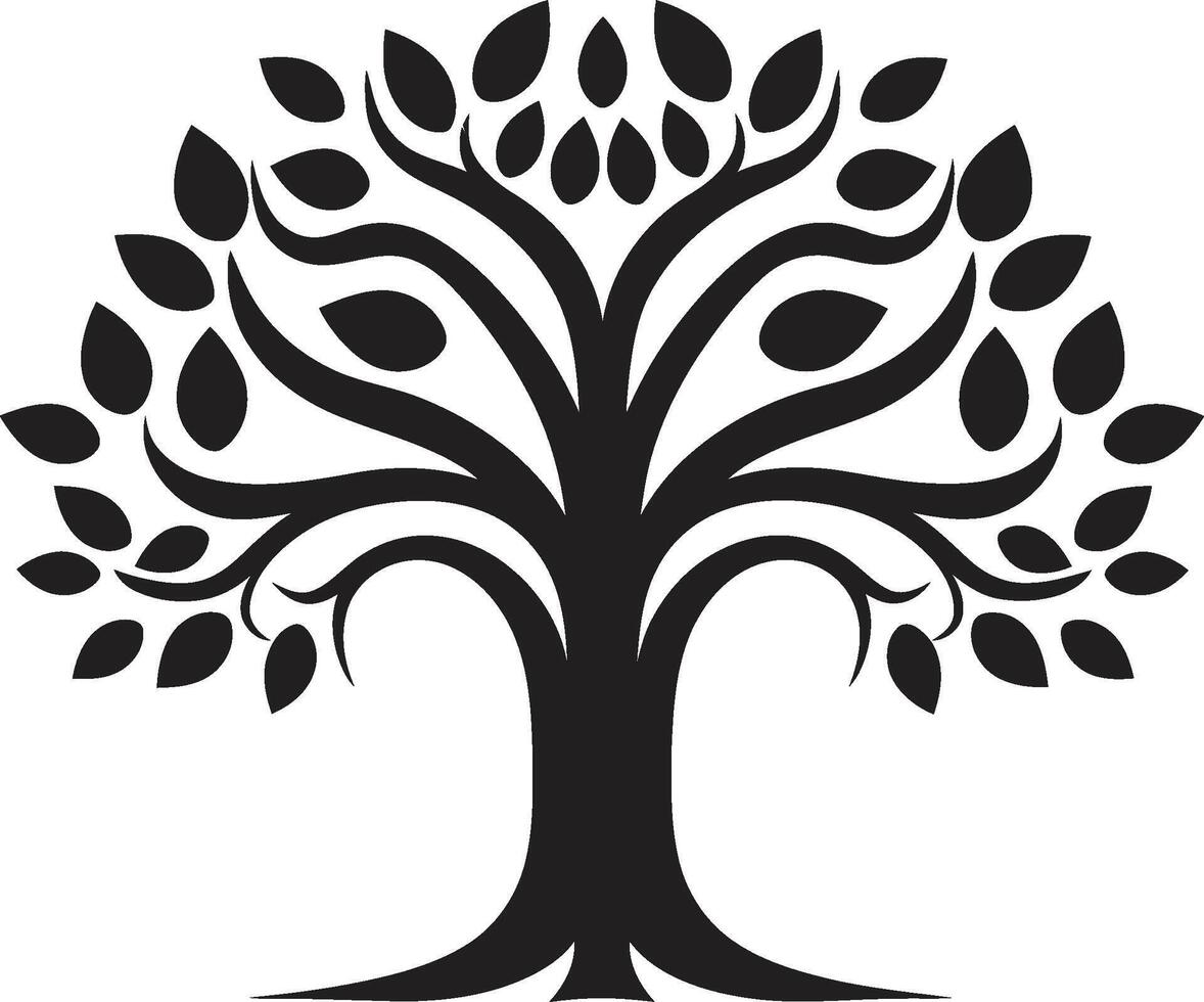 pergolato emblema albero icona simbolo benevolo rami albero logo design vettore