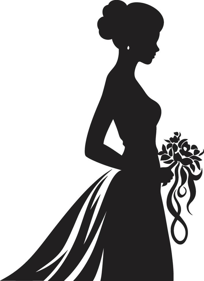 sofisticato sposa design nero emblema elegante bridal essenza nero vettore icona