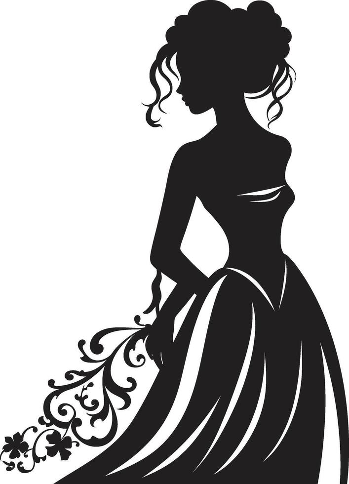 etereo nozze grazia nero vettore elegante bridal fascino monocromatico emblema