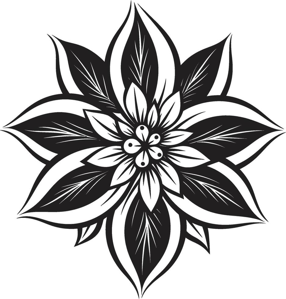 artistico fiore impressione vettore monotono botanico elegante emblema iconico arte dettaglio