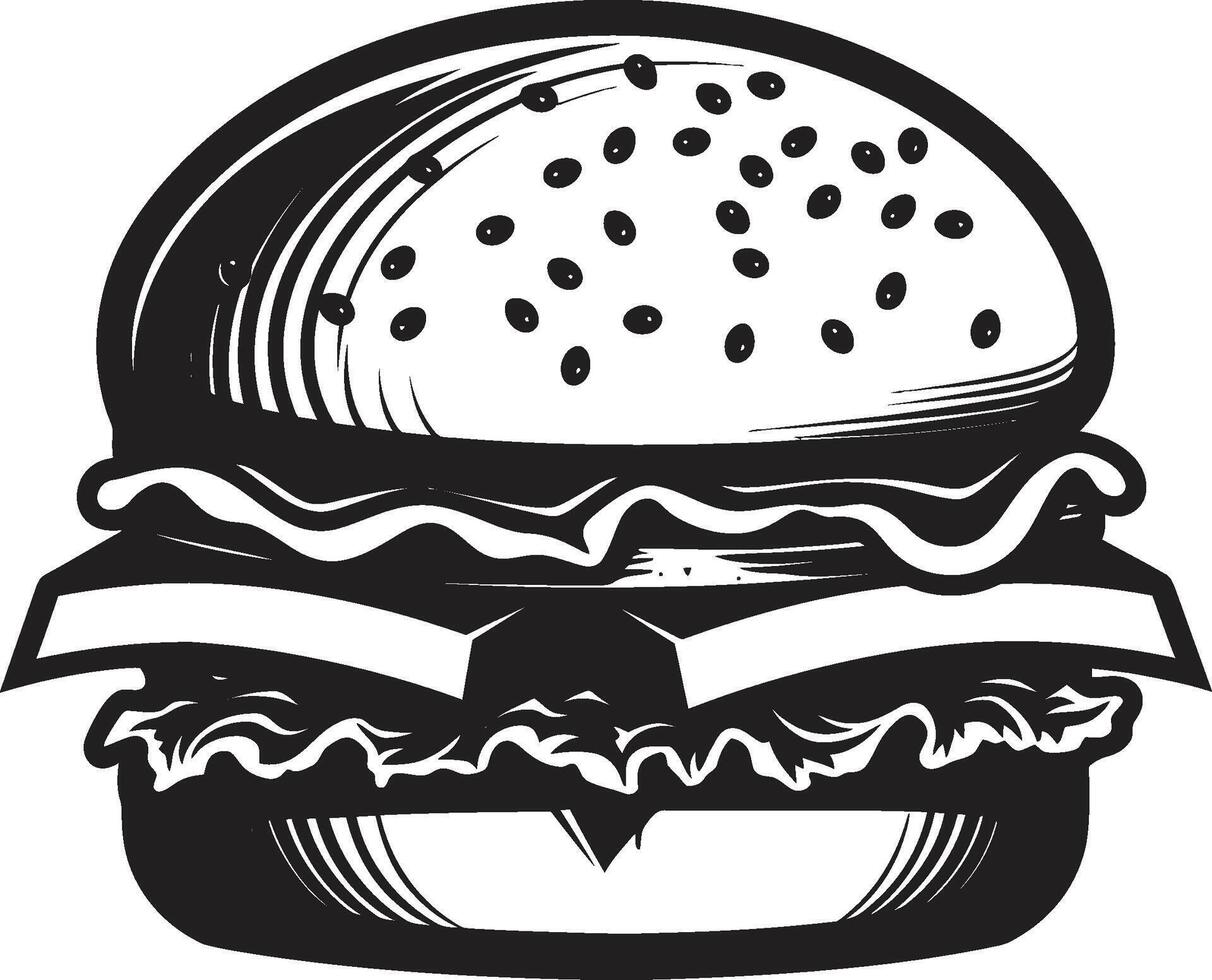 gustoso mistero vettore hamburger icona buongustaio salato nero vettore emblema