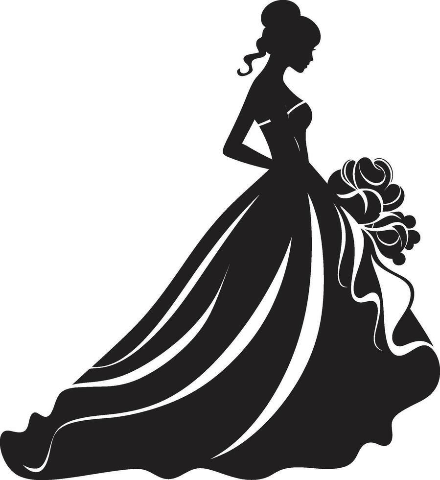 senza tempo essenza monocromatico sposa radiante ritratto nero logo vettore