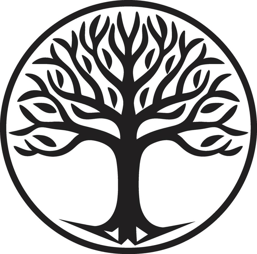 baldacchino essenza albero emblema design verdeggiante eredità iconico albero logo icona vettore