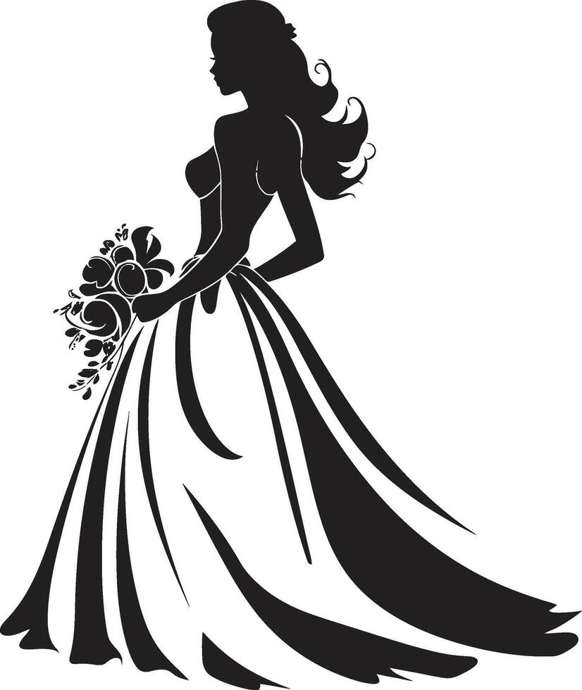 elegante bridal armonia nero vettore icona matrimoniale eleganza monocromatico emblema