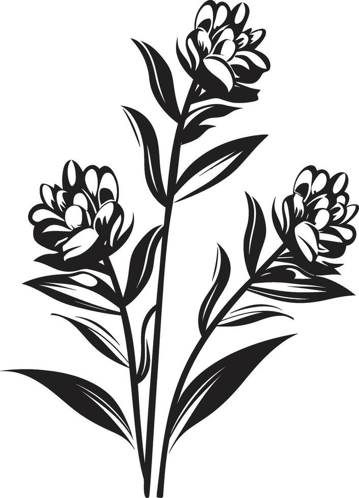 capriccioso inverno fiorire iconico emblema fiocco di neve petalo schizzo elegante nero icona vettore