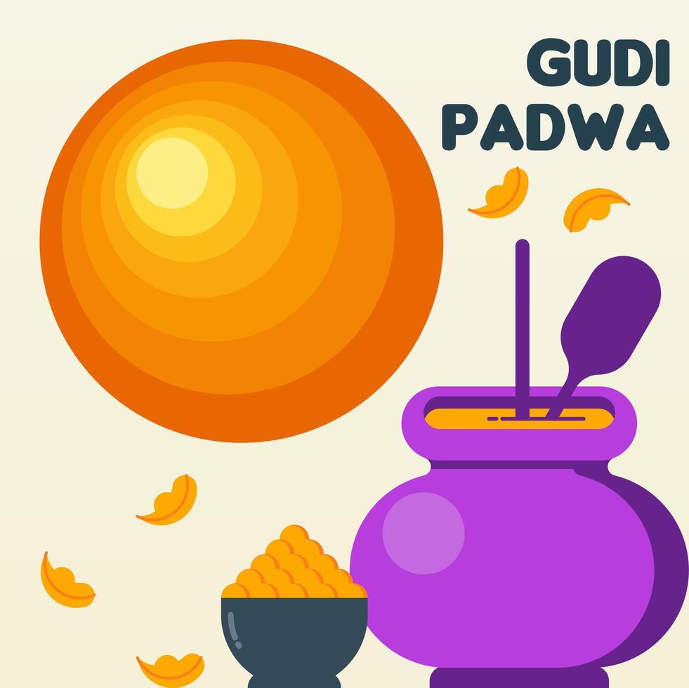 contento Gudi Padwa ragnatela bandiera sfondo illustrazione vettore