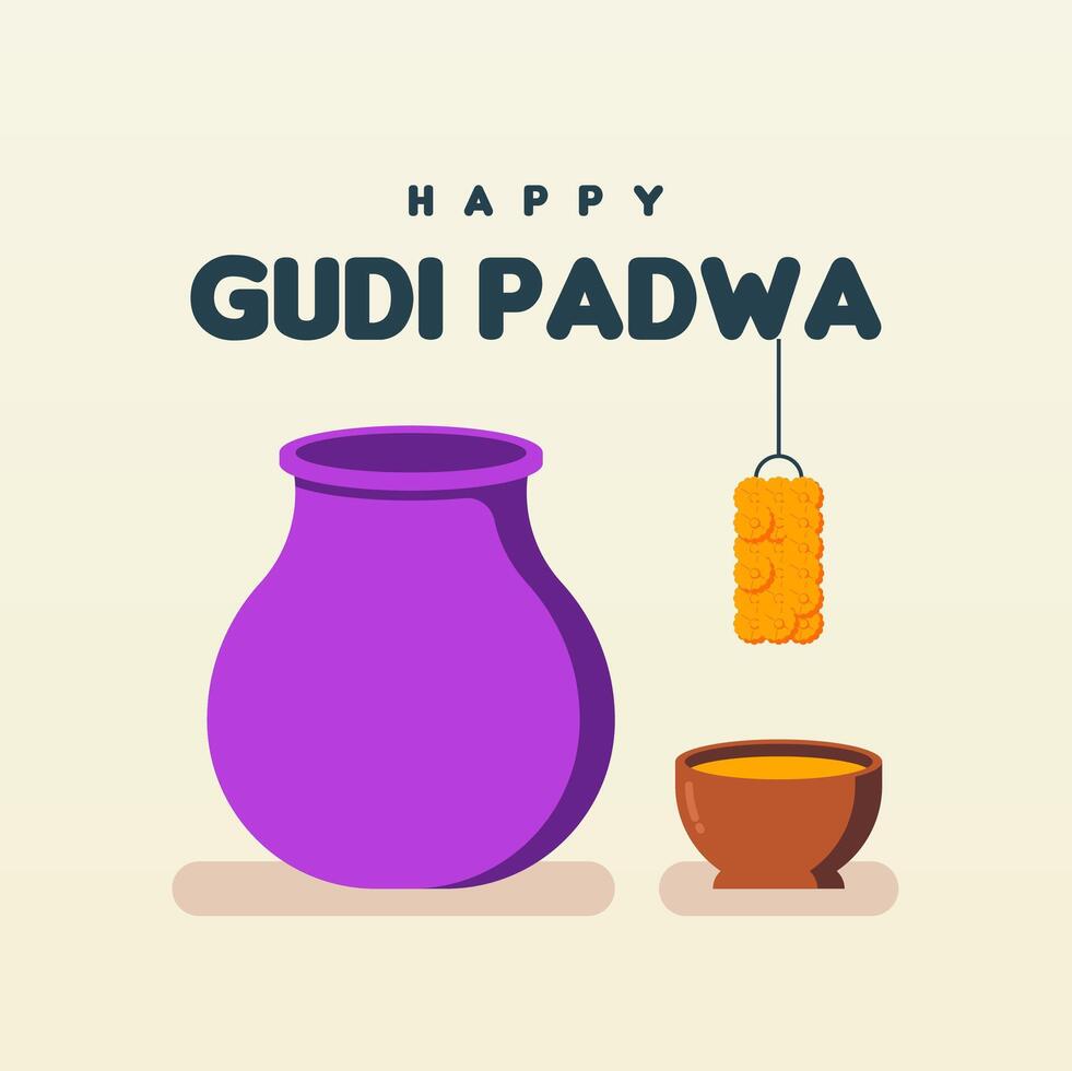 contento Gudi Padwa ragnatela bandiera sfondo illustrazione vettore