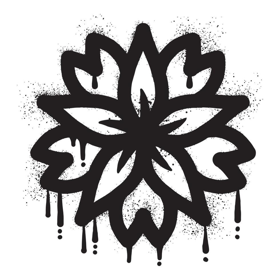 fiore graffiti disegnato con nero spray dipingere vettore
