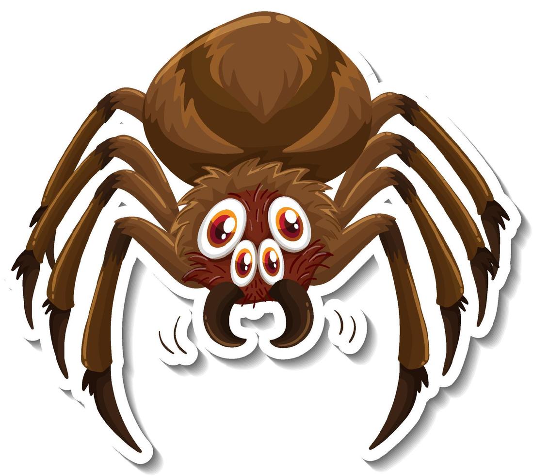 adesivo cartone animato ragno selvatico su sfondo bianco vettore