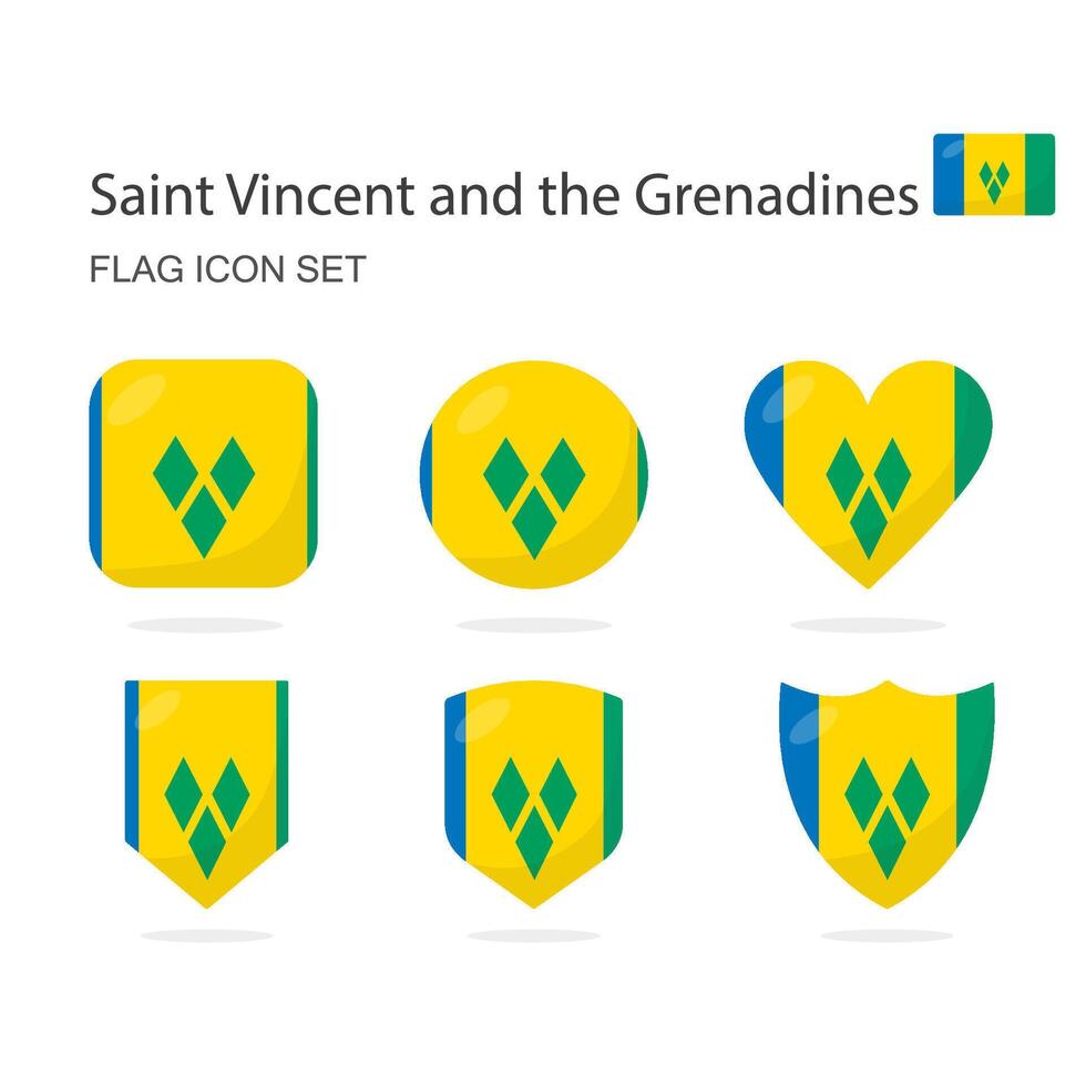 santo vincent e il grenadine 3d bandiera icone di 6 forme tutti isolato su bianca sfondo. vettore