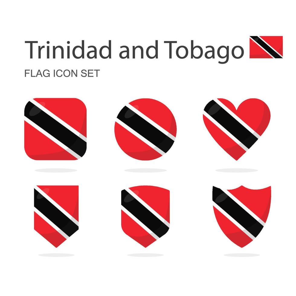 trinidad e tobago 3d bandiera icone di 6 forme tutti isolato su bianca sfondo. vettore