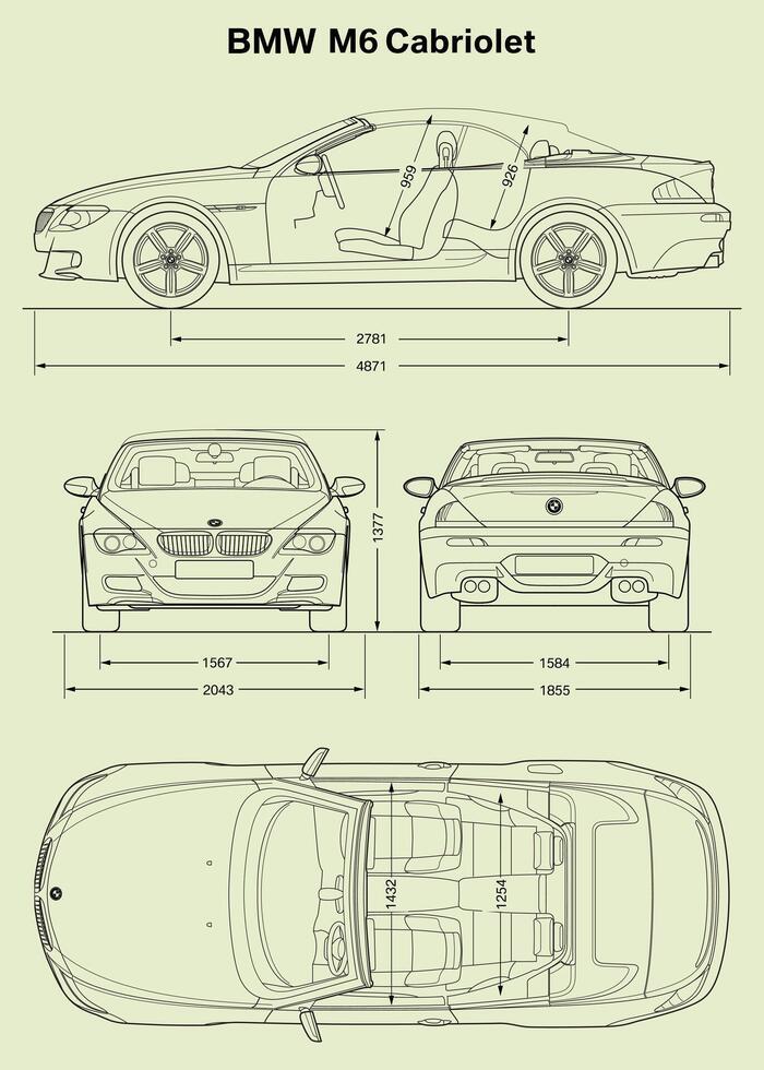 2007 BMW m6 cabriolet auto planimetria vettore