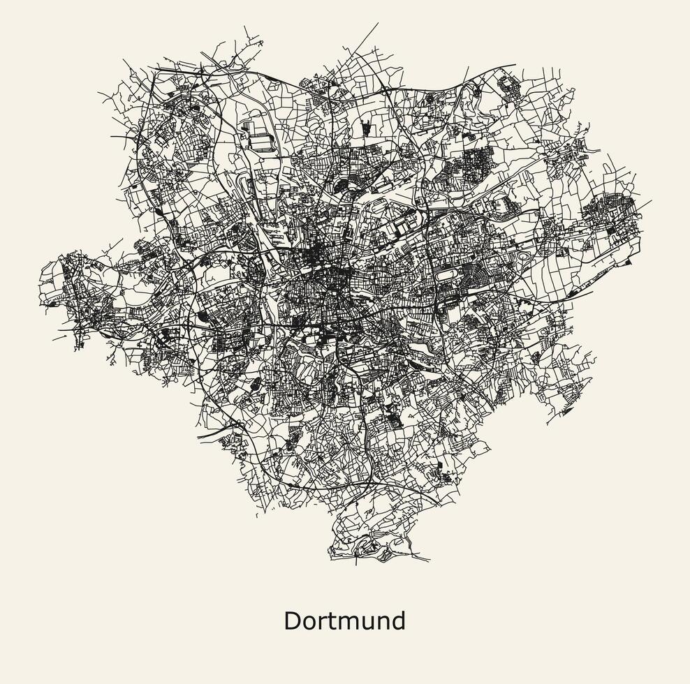 città strada carta geografica di dortmund Germania vettore