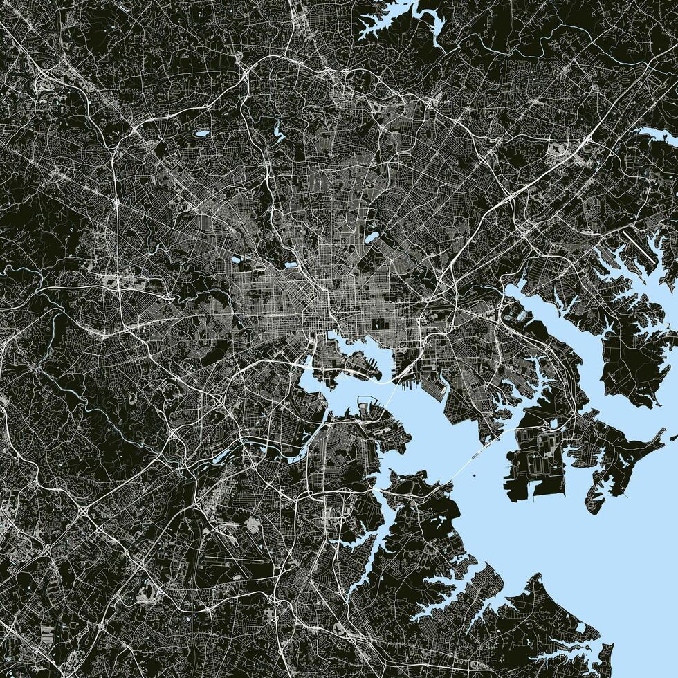 vettore carta geografica di baltimora, Maryland, Stati Uniti d'America