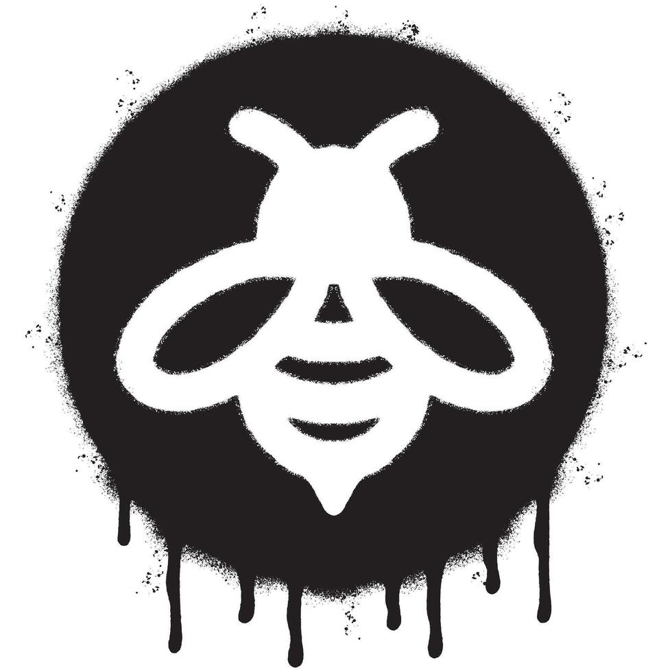 spray dipinto graffiti ape icona spruzzato isolato con un' bianca sfondo. graffiti ape simbolo con al di sopra di spray nel nero al di sopra di bianca. vettore illustrazione.
