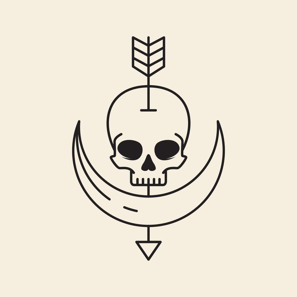 cranio testa logo freccia vettore icona simbolo minimalista illustrazione design