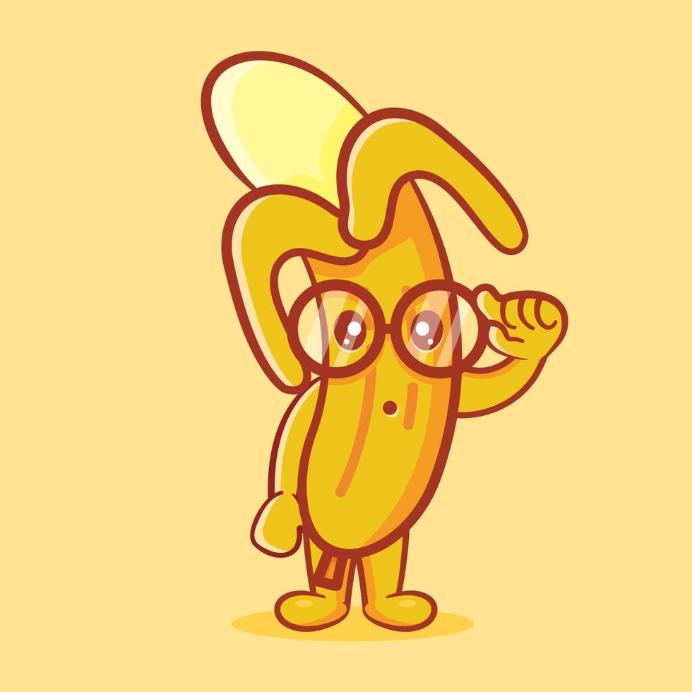 geek banana frutta mascotte fumetto isolato illustrazione vettoriale