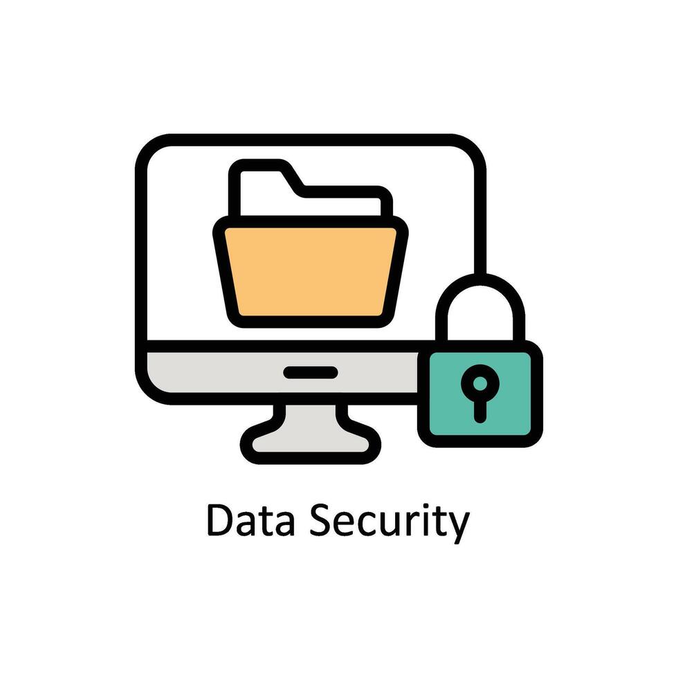 dati sicurezza vettore pieno schema icona stile illustrazione. eps 10 file