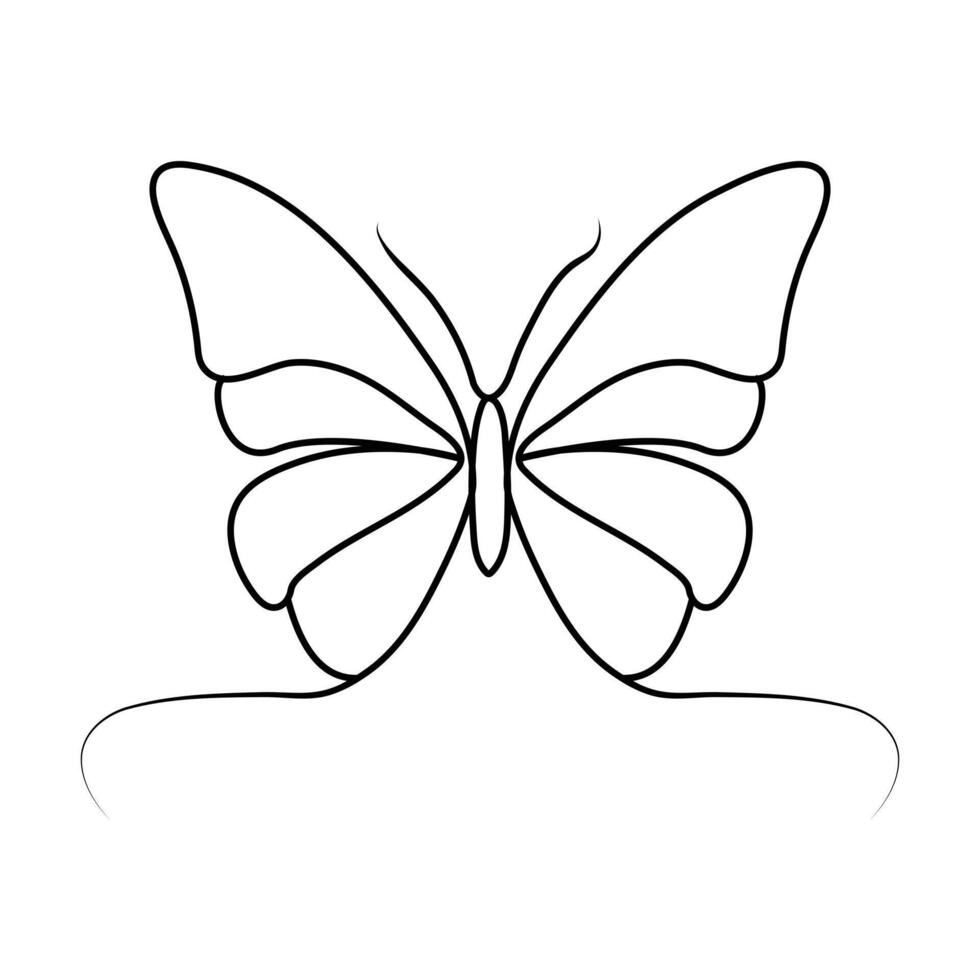continuo uno linea disegno di volante astratto farfalla e farfalla schema vettore illustrazione.
