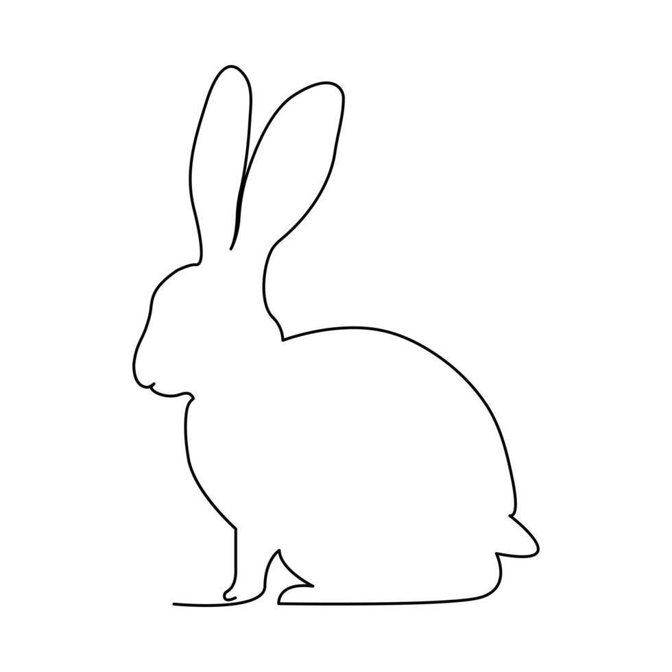 continuo uno linea disegno di coniglio coniglietto, domestico animale e contento Pasqua giorno concetto mano disegnato vettore arte illustrazione.