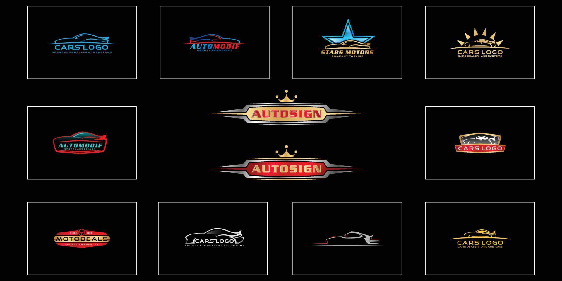 set perfetto di design del logo per le attività legate all'industria automobilistica, icona web, revisione automobilistica, tecnologia vettore