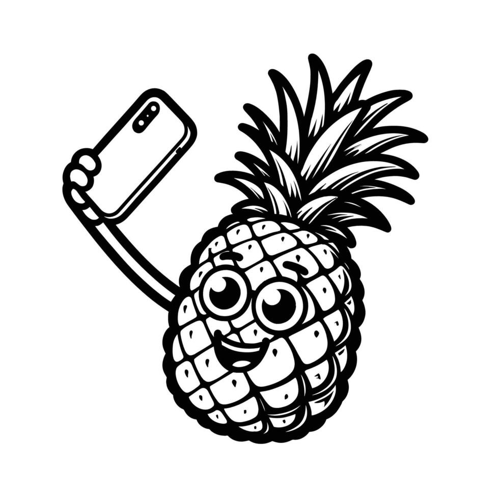 ai generato ananas autoscatto posa clipart illustrazione, ai generativo gratuito vettore