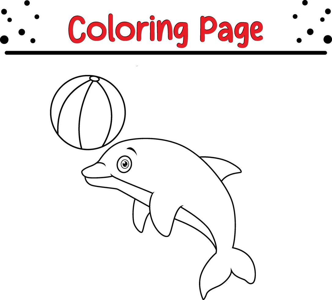 carino delfino colorazione pagina per bambini vettore