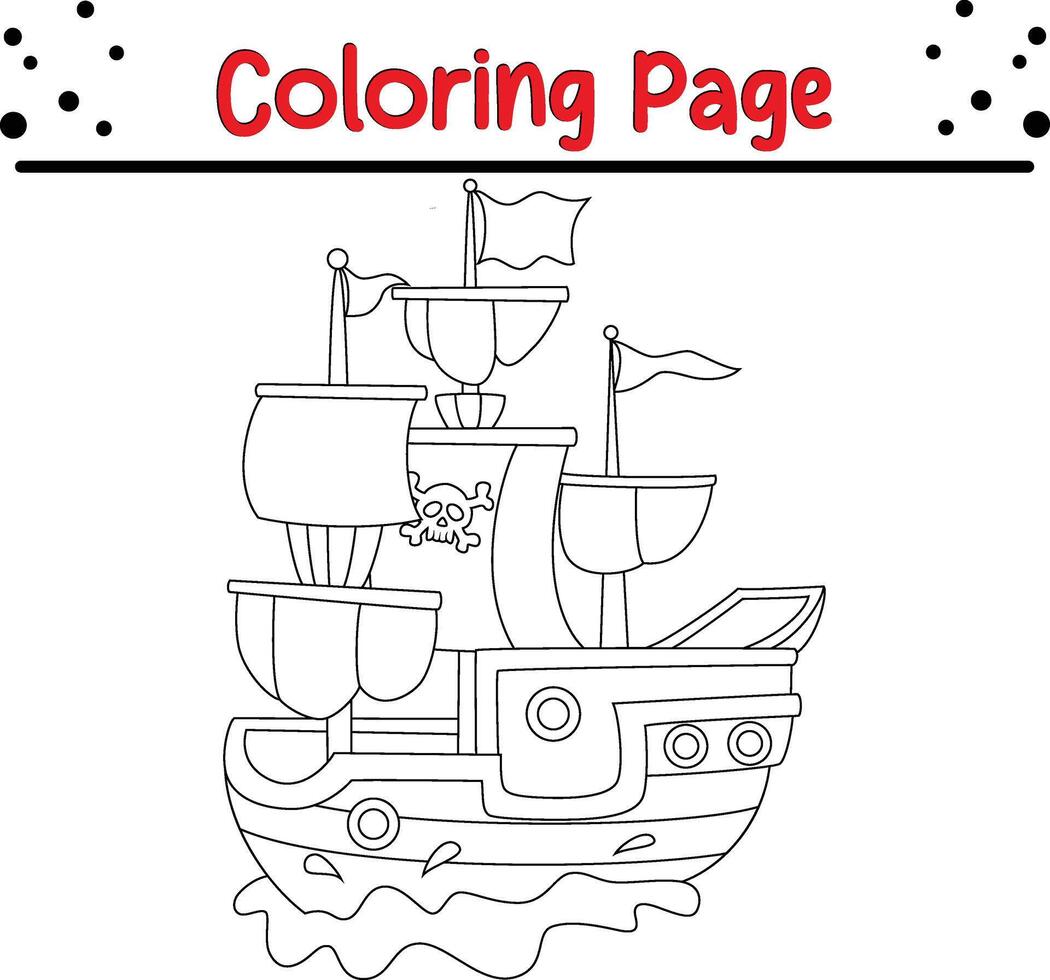 pirata nave colorazione libro pagina vettore